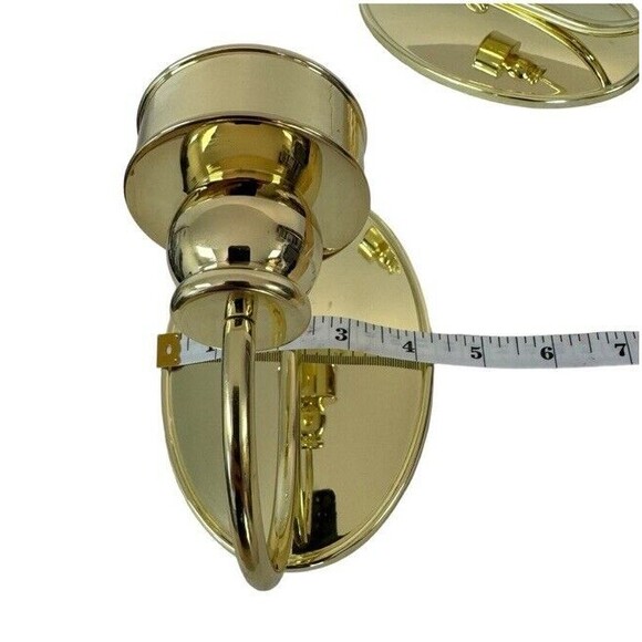 Partylite Gold Oval Mirror Finish Candle Holder Wall Sconces 6" Shiny Glam 2 NEW - Picture 6 of 8